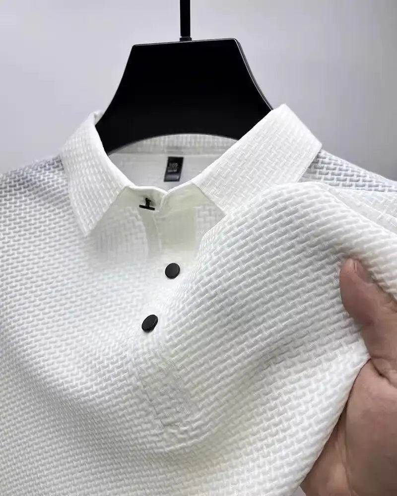 "Polished Comfort – Men’s Lapel Polo Shirt for Business Casual Style"