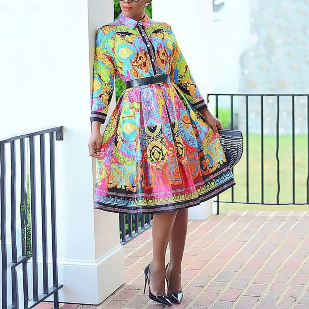 "Elegance in Motion – High-Waisted Pleated Dresses with Sleek Long Sleeves"