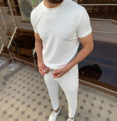 "Breathe Easy – Men’s Cotton T-Shirt & Pants Set for Ultimate Comfort"