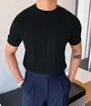 "Cool Comfort – Men’s Summer Knit Round Neck T-Shirt"