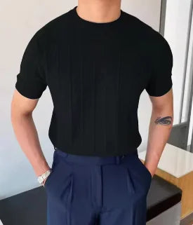 "Cool Comfort – Men’s Summer Knit Round Neck T-Shirt"