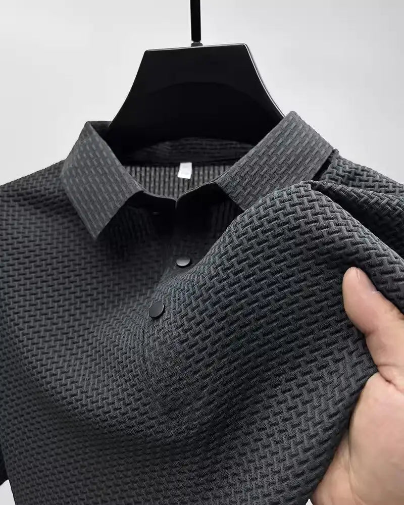 "Polished Comfort – Men’s Lapel Polo Shirt for Business Casual Style"