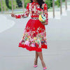 "Elegance in Motion – High-Waisted Pleated Dresses with Sleek Long Sleeves"